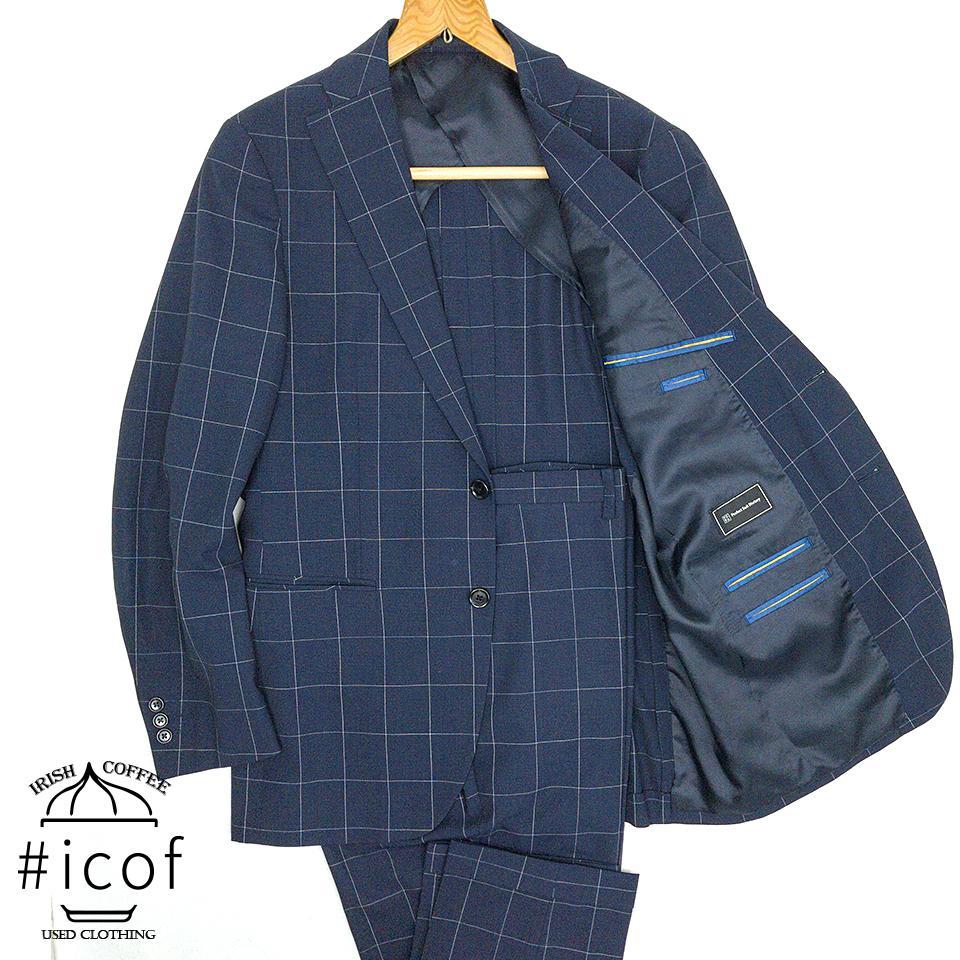 XL Unconstructed Stretch Summer Suit Windowpane a181