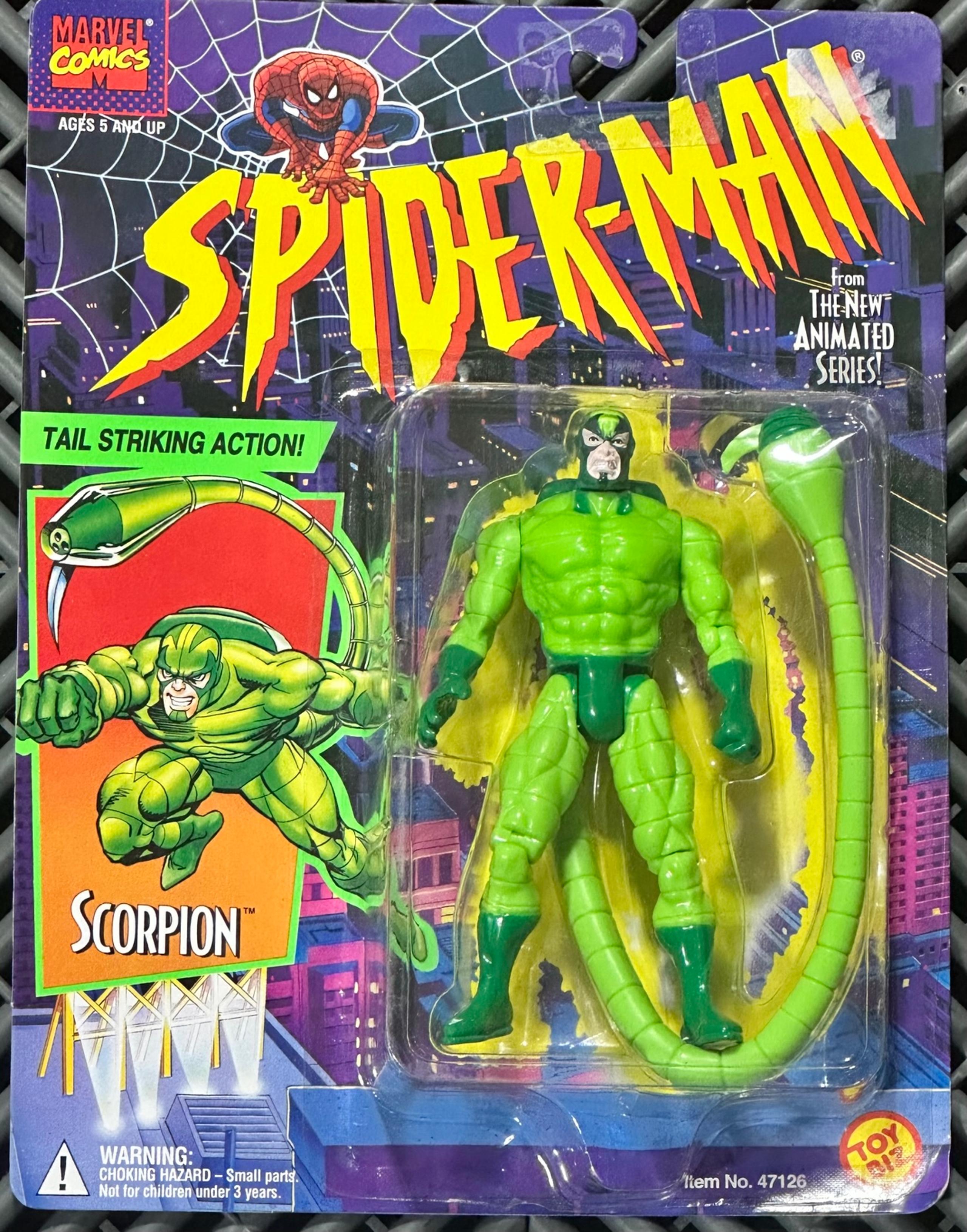 MARVEL 1990s The Animated Series : Spider-Man action figure; SCORPION - Toybiz