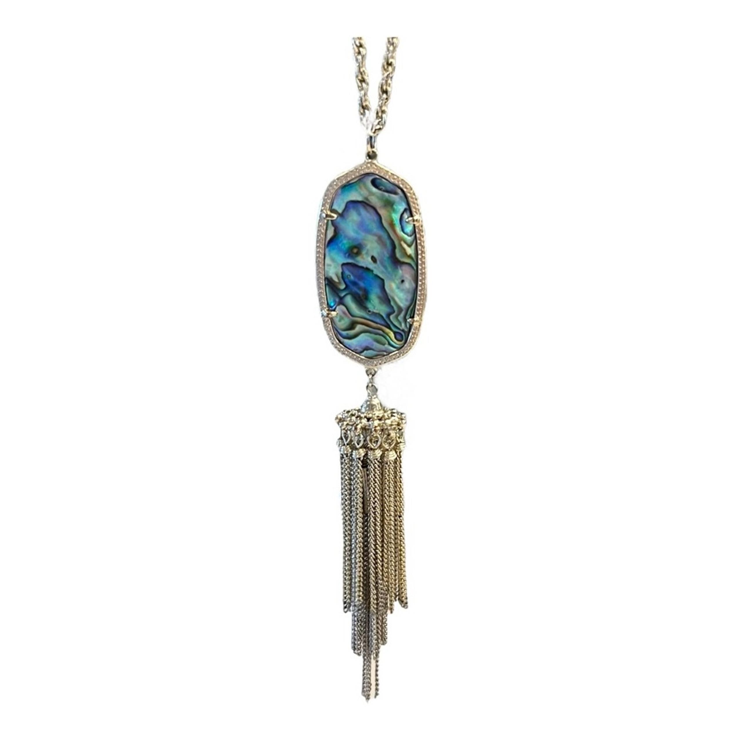 Kendra Scott Rayne Necklace in Abalone & Gold, Long Layering Jewelry, Turquoise