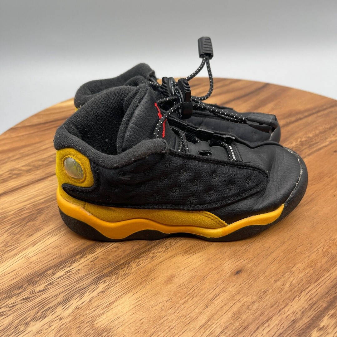 Nike Air Jordan 13 Retro Baby Toddler Shoes Size 10C Black & Yellow 414581-035