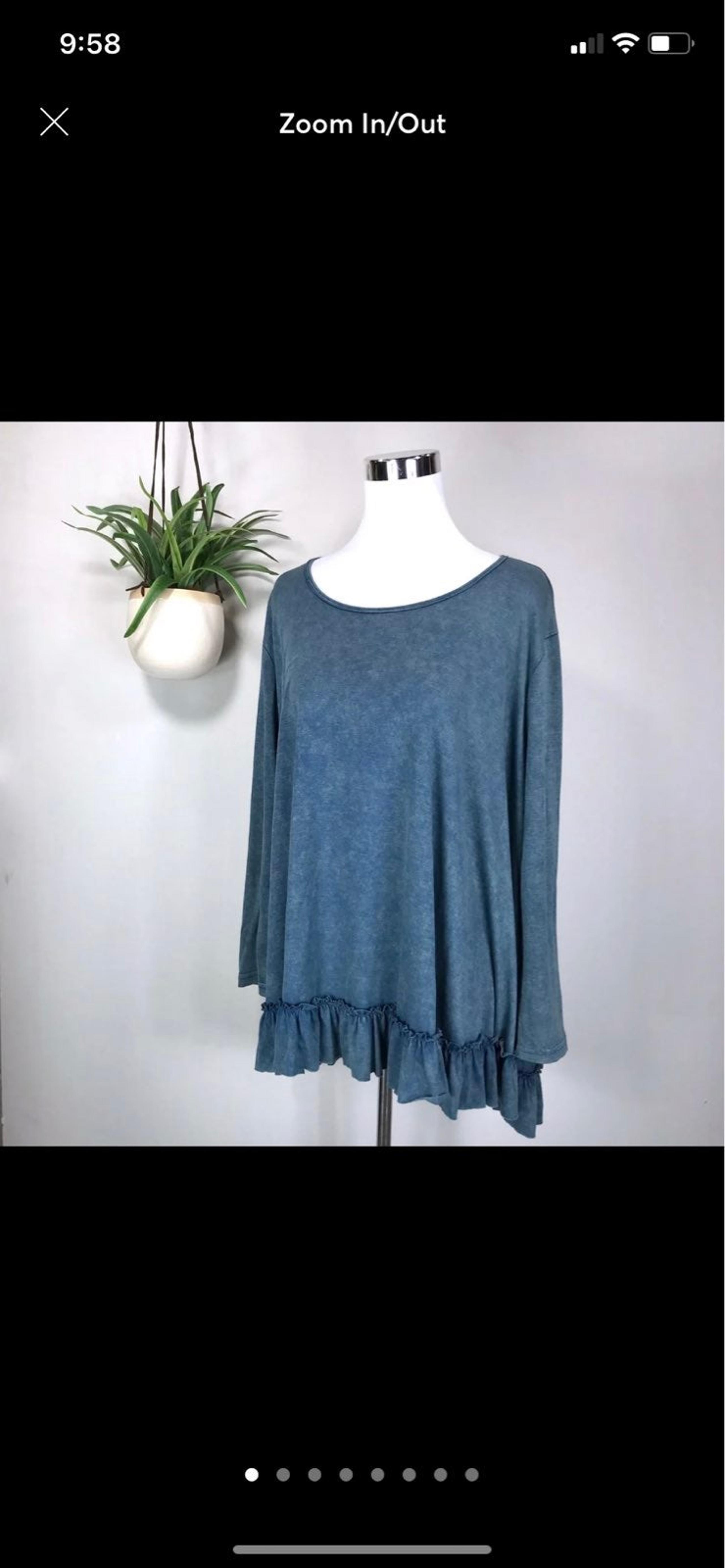 She + Sky M Boho Ruffle Hem Tunic Blouse