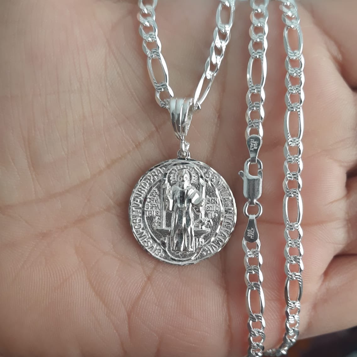 925 sterling Silver 2 Sided San Benedict