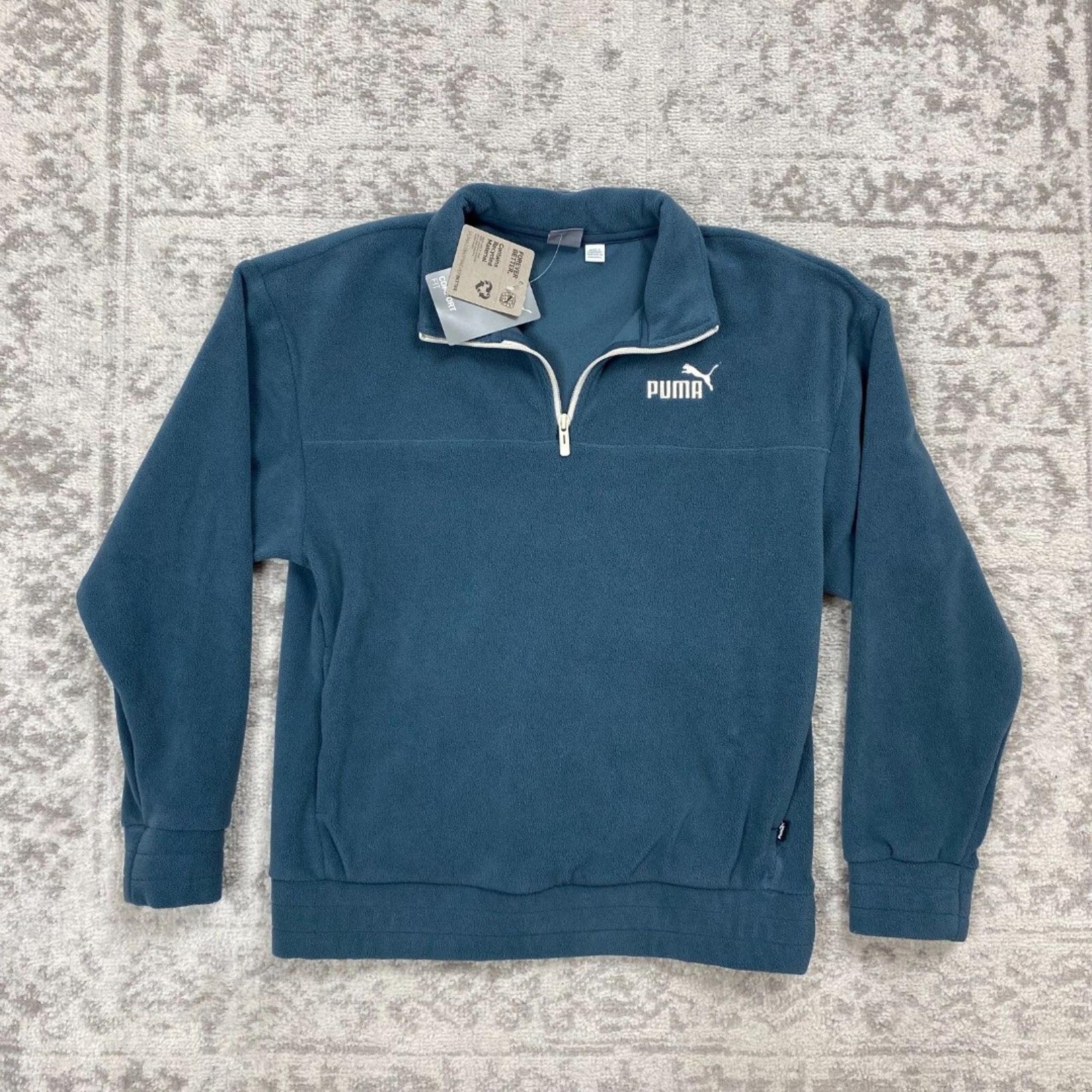 NEW PUMA Elevated Sweater Women's ESS Full Zip Blue Jacket Size XS $65
