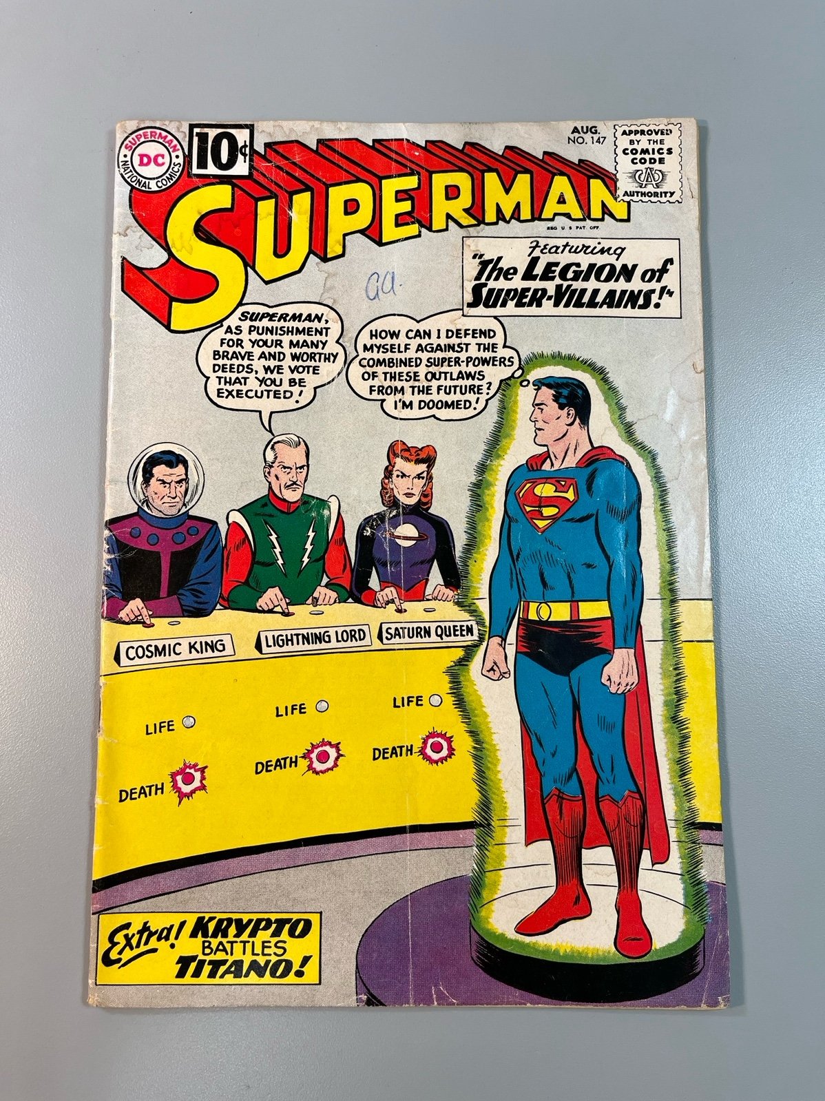 Superman #147 (1961) KEY 1st Appear. Legion of Super-Villains*VG Range/See Pics*