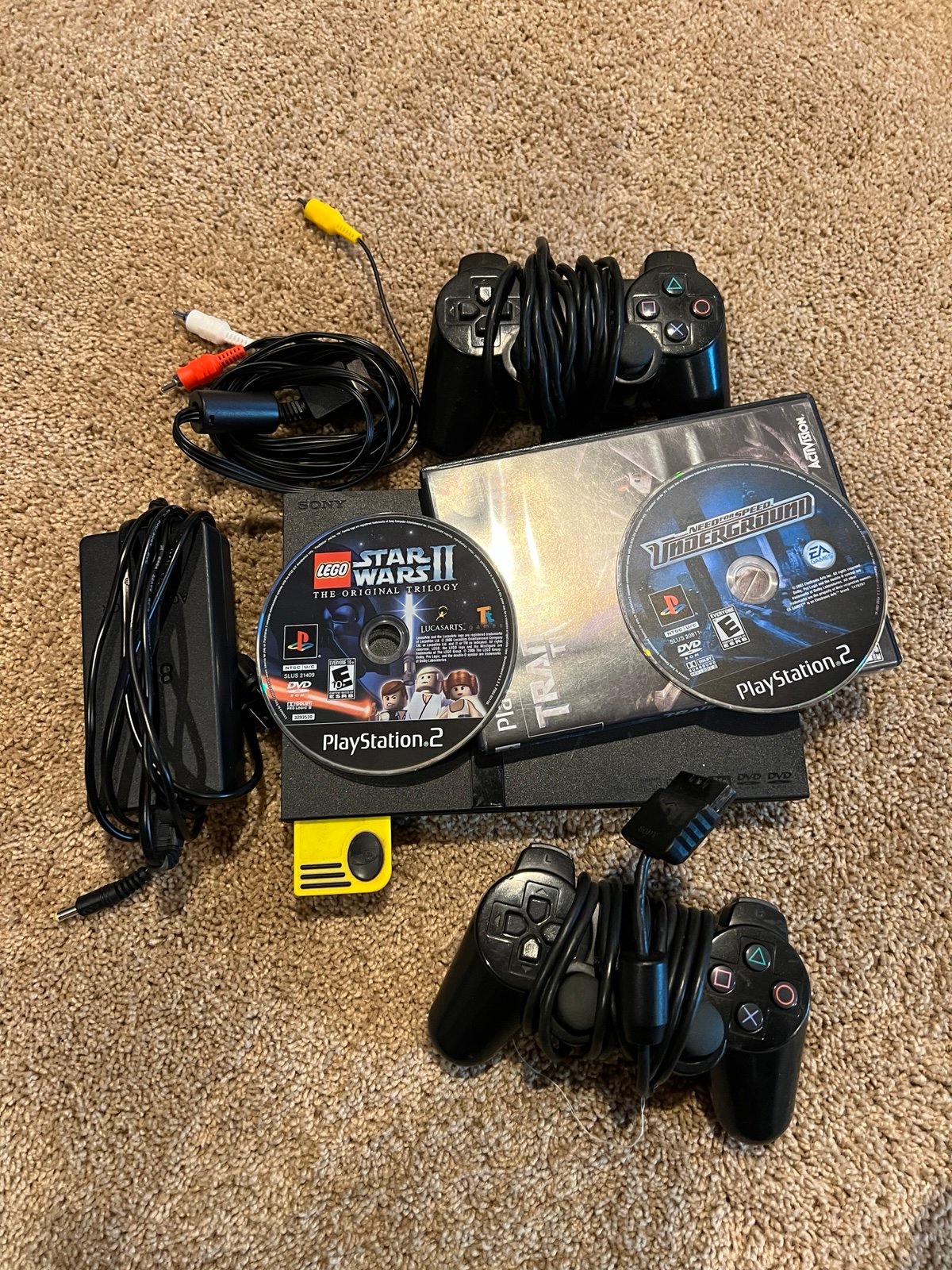 Sony PlayStation 2 System PS2 Slim Console With 2 Controllers And Games TESTED!