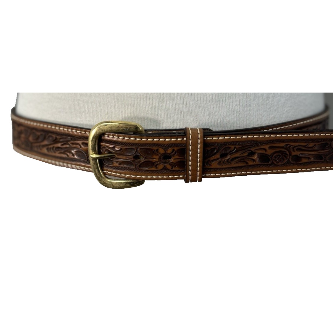 Vintage Saddle Craft TexTan Full Grain Cowhide Hand Tooled Belt Size 40 Western