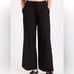 Stateside Linen Wide Leg High Rise Pull On Cropped Pants Black Small