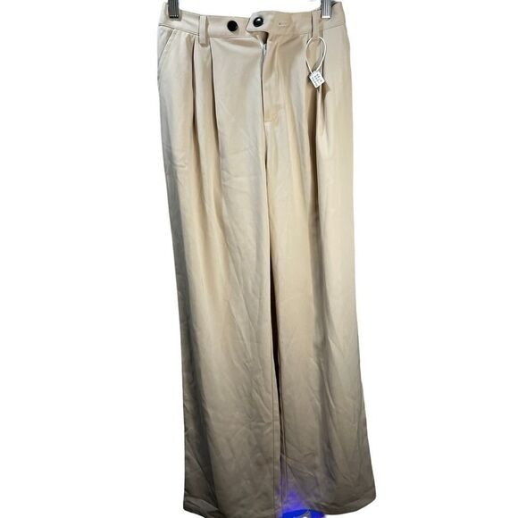 High-Rise Straight Wide-Leg Pants Medium NWT