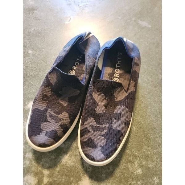 Rothy's The Sneaker Gray Camo Women US 8.5 Slip On Low Top Sneaker Shoes