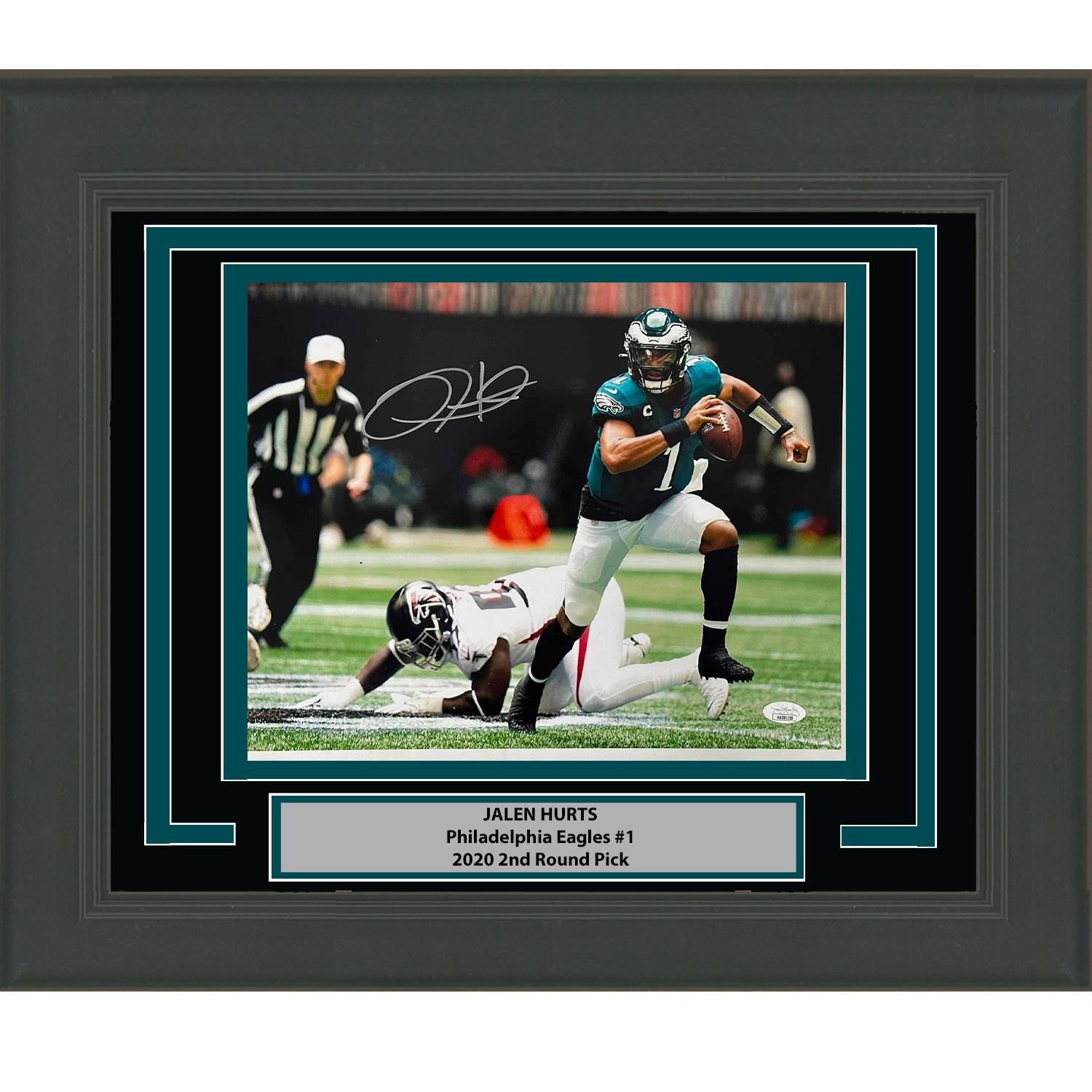Framed Autographed/Signed Jalen Hurts Philadelphia Eagles 11x14 Photo JSA COA #6
