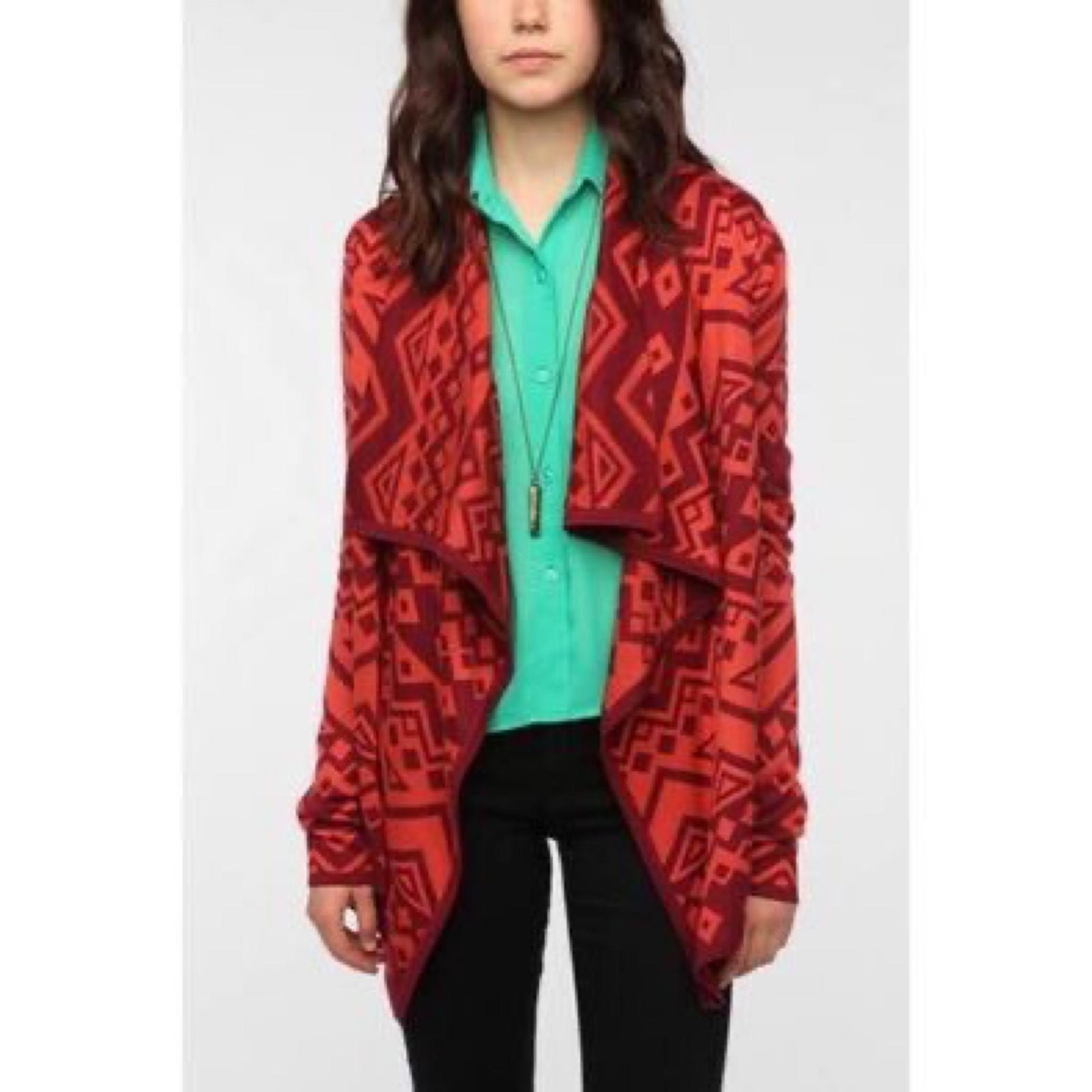 Anthropologie Staring at Stars Array Aztec Open Front waterfall cardigan sweater