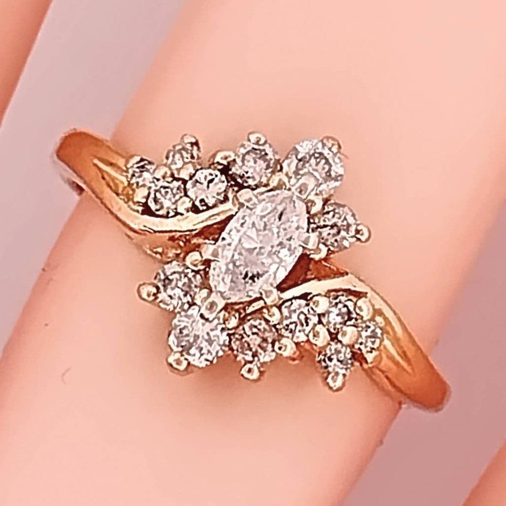 14K Diamond Wedding Engagement Ring REAL DIAMONDS size 5