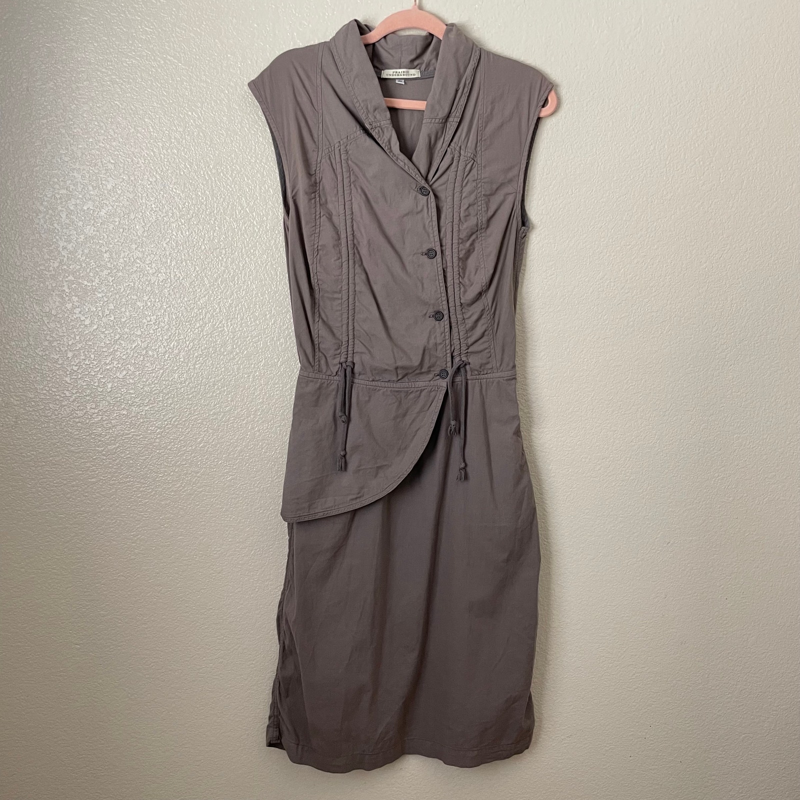 Prairie Underground Dress Womens Medium Midi Organic Cotton Lagenlook Cottage