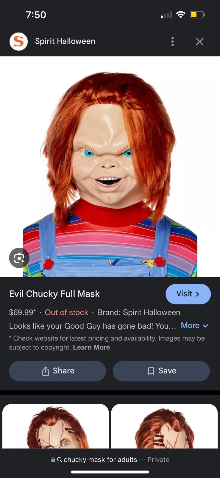 Evil chucky full mask