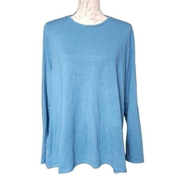 J. Jill Pure Jill Ladies Size XL Blue Long Sleeve Stretch Cotton Crew Neck Tee