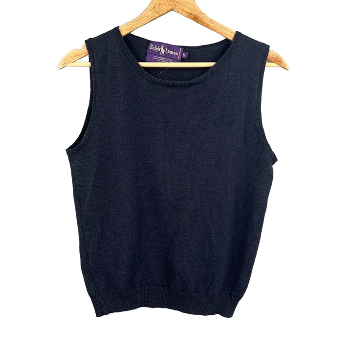 Ralph Lauren Purple Label Cashmere Silk Sweater Vest Black S Luxury Knit Italy