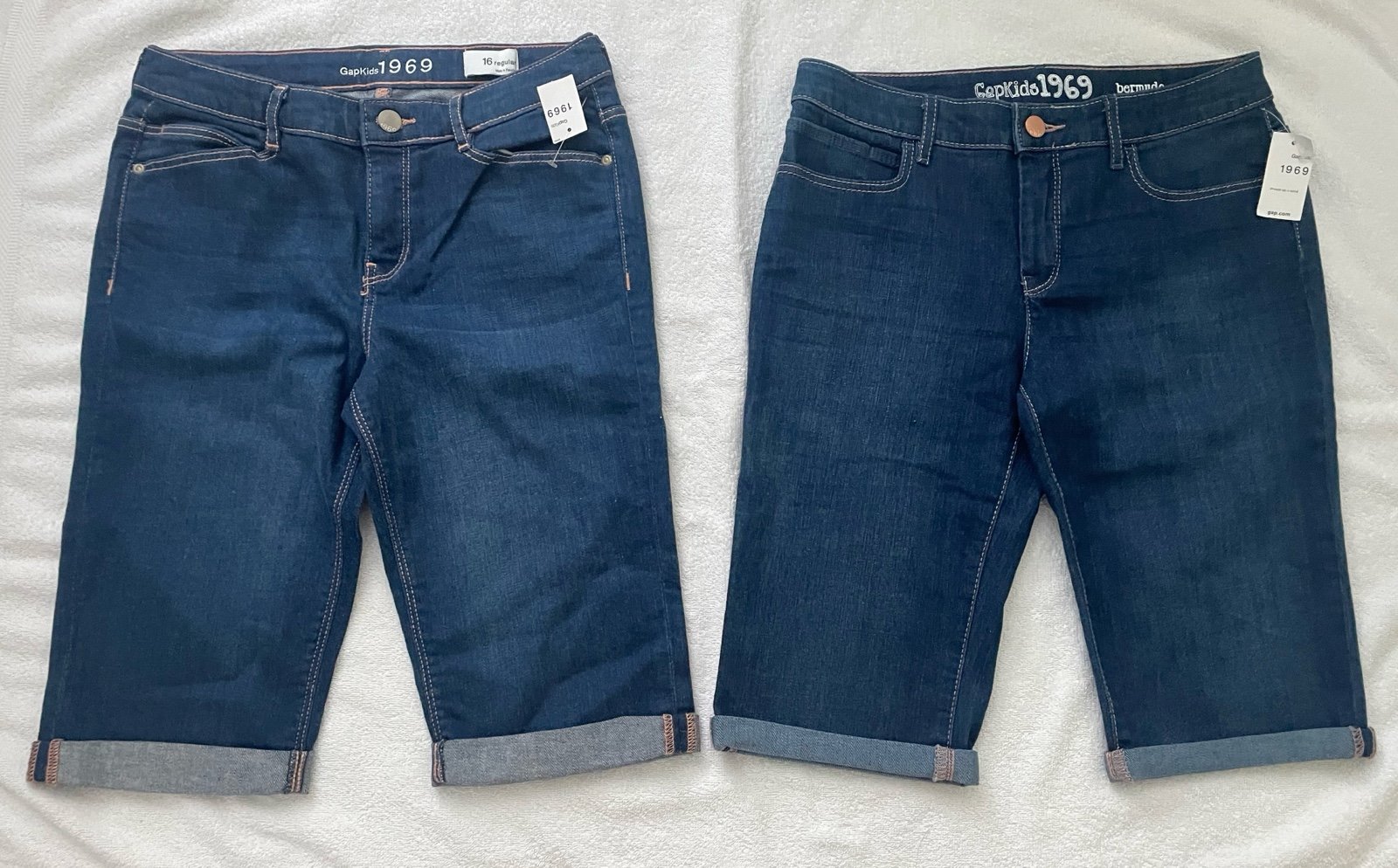 GapKids 1969 Girls Denim Dark Wash Bermuda, Size 16, Qty: 2