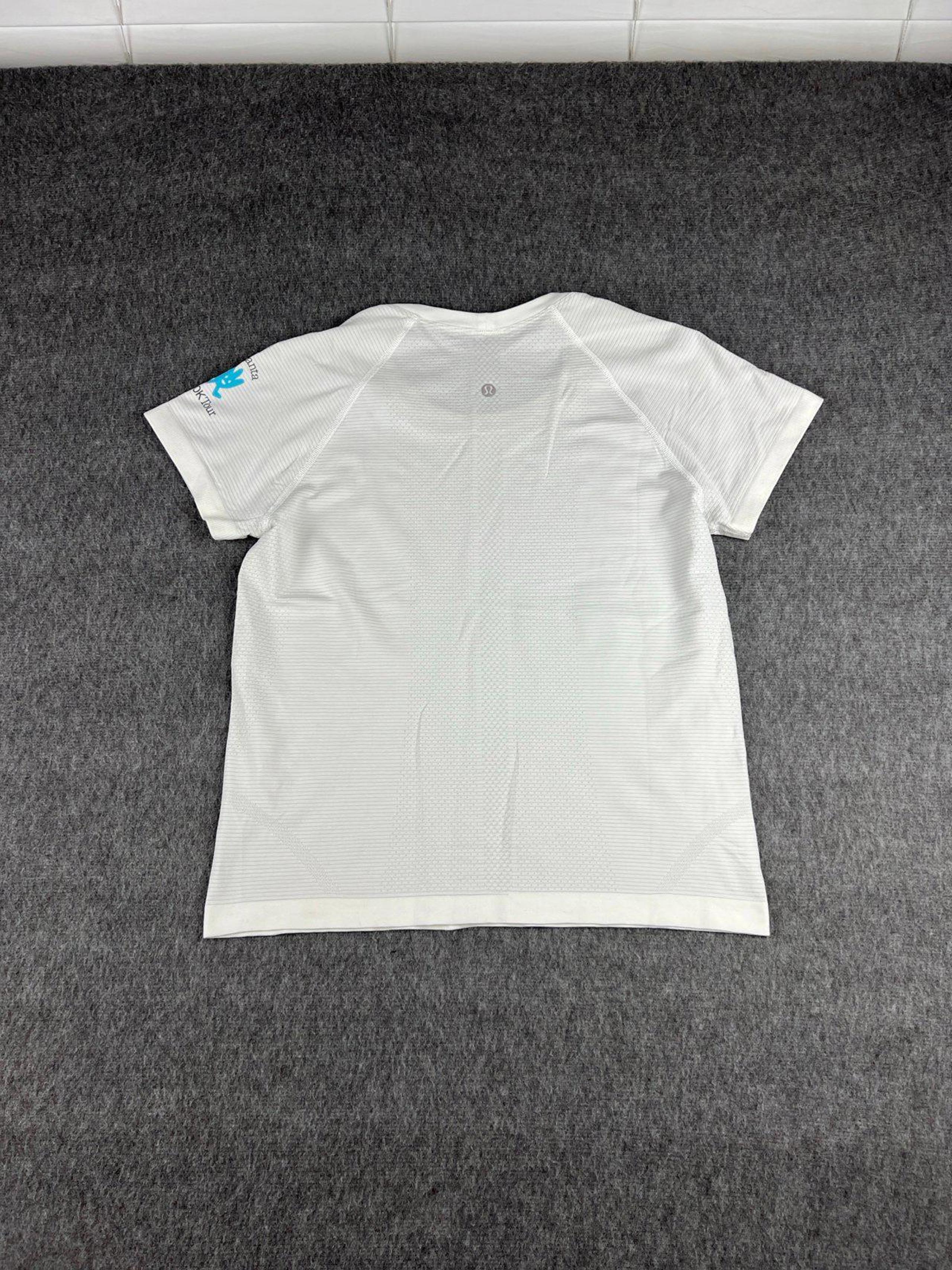 Lululemon Athletica Circle Neck White T Shirt Atlanta 10K Tour Sz 8
