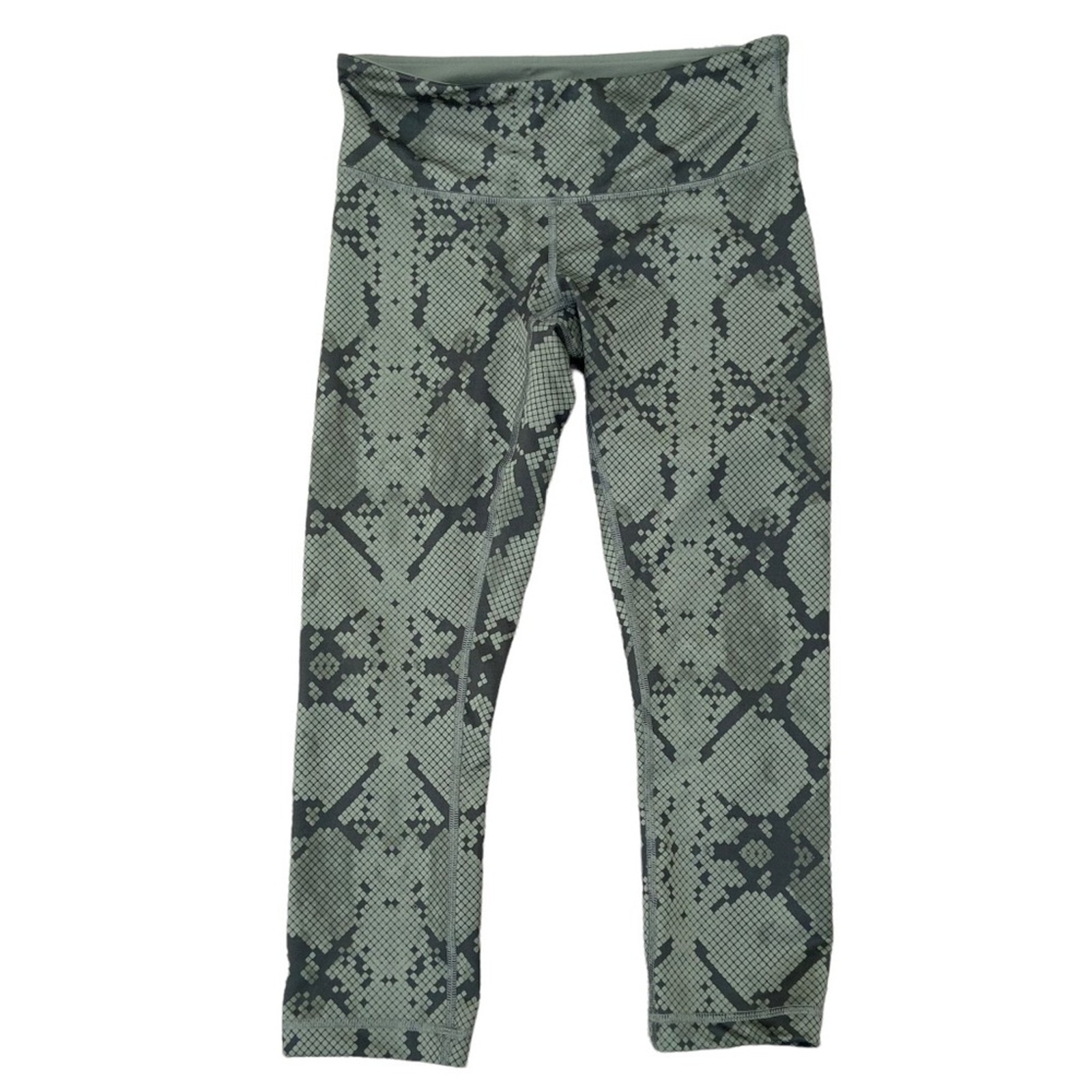 Lululemon Wunder Under Crop III Full-On Luon Ziggy Snake Fatigue Gator Green 6