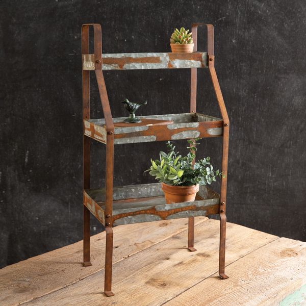 Three-Tier Rustic Standing Shelves  NEW
