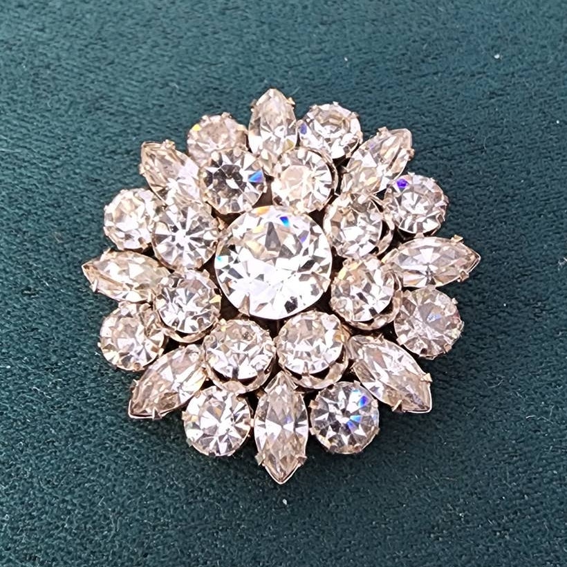 Vintage Weiss Signed Brilliant Ice Rhinestone Cluster Brooch