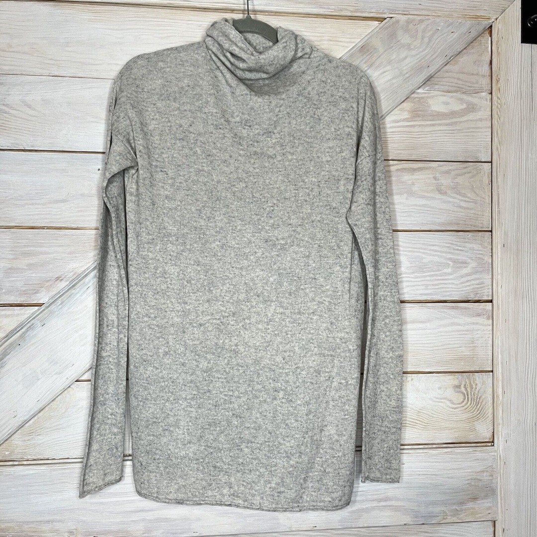 Vince Cashmere Blend Sweater Gray Pullover Funnel Neck Long Sleeve Light