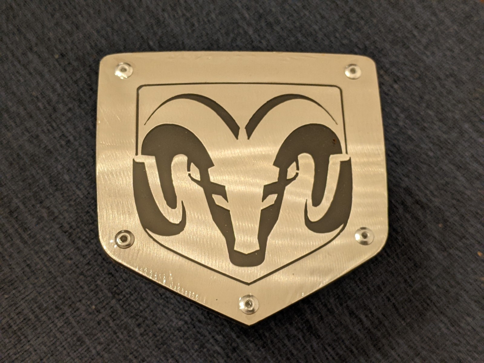 Ram (Laser Cut) Trailer Hitch Plug - Brushed Stainless