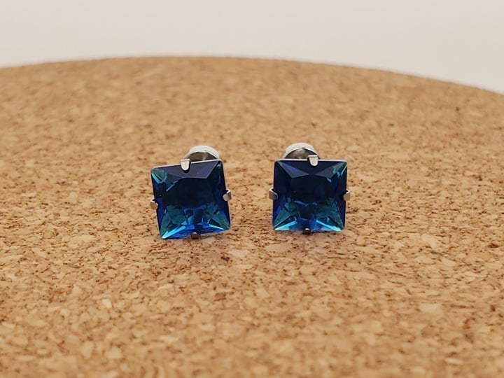 925 Sterling Silver 6mm Womens 1ct Blue Sapphire Gemstone Stud Earrings Jewelry
