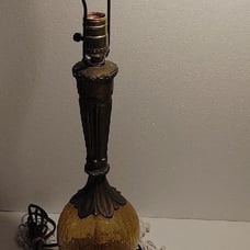 Vintage Amber Glass/Brass Table Lamp