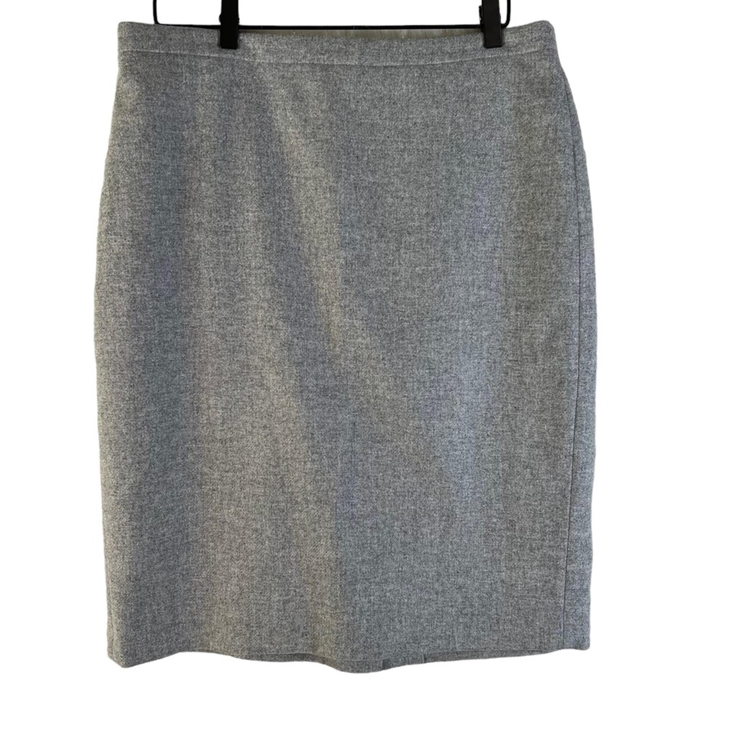 Pure Collection Womens Straight Skirt Gray Heathered Midi Back Slit 100% Wool 12
