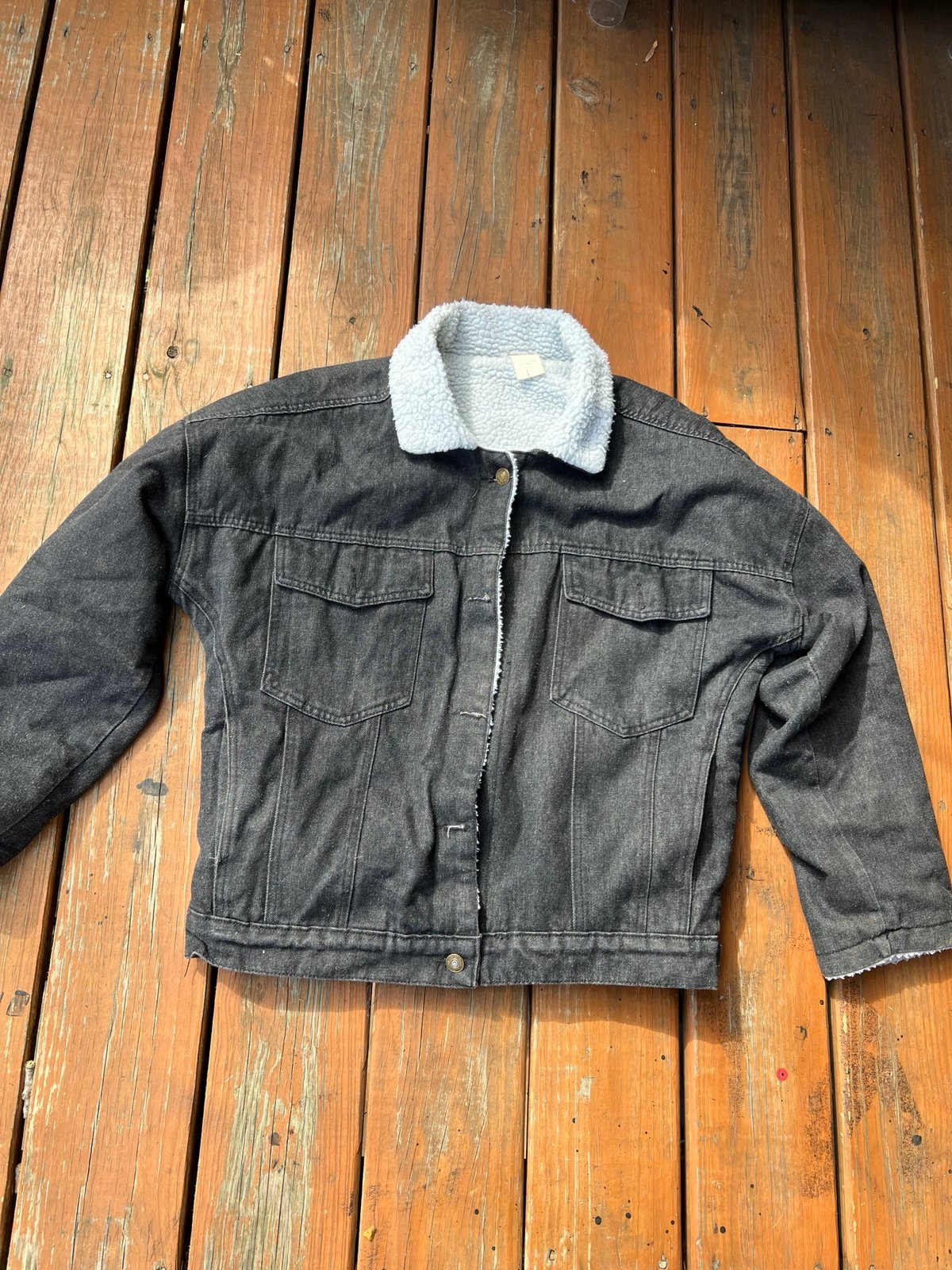 Vintage 1980s San Francisco Made In USA Sherpa Lined Denim Jacket Large