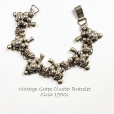 Silver Grape Cluster Bracelet Vintage Mexico Silver Jewelry Circa 1950s