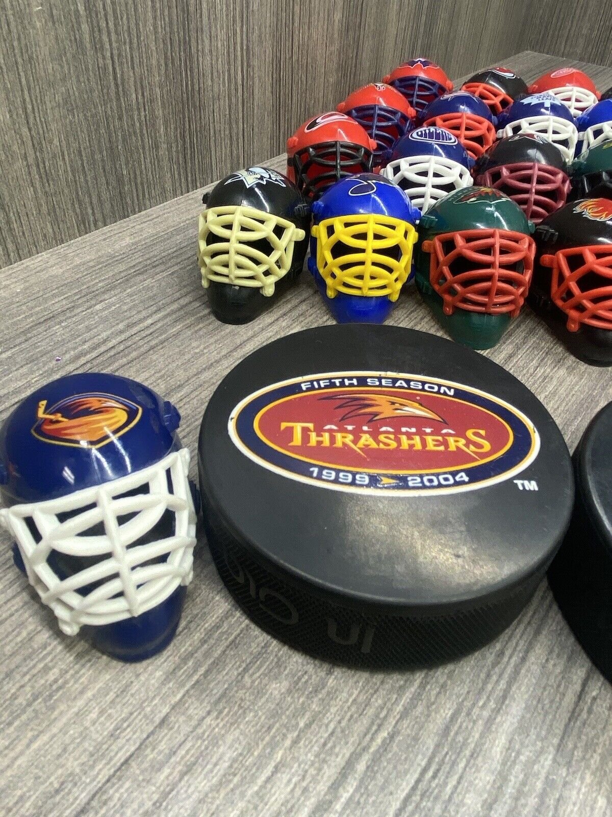 NHL Team Micro Goalie Masks by Franklin - Set of 30 Helmets with 3 Hockey Pucks