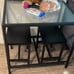 Mordern Dining Table Set, Glass Dining Room Table Set for Small Spaces, Black
