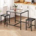 Mordern Dining Table Set, Glass Dining Room Table Set for Small Spaces, Black