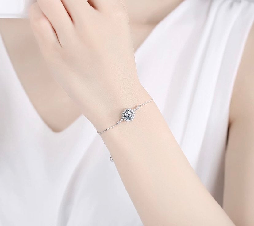 1CT Real Moissanite Diamond Tennis Bracelet