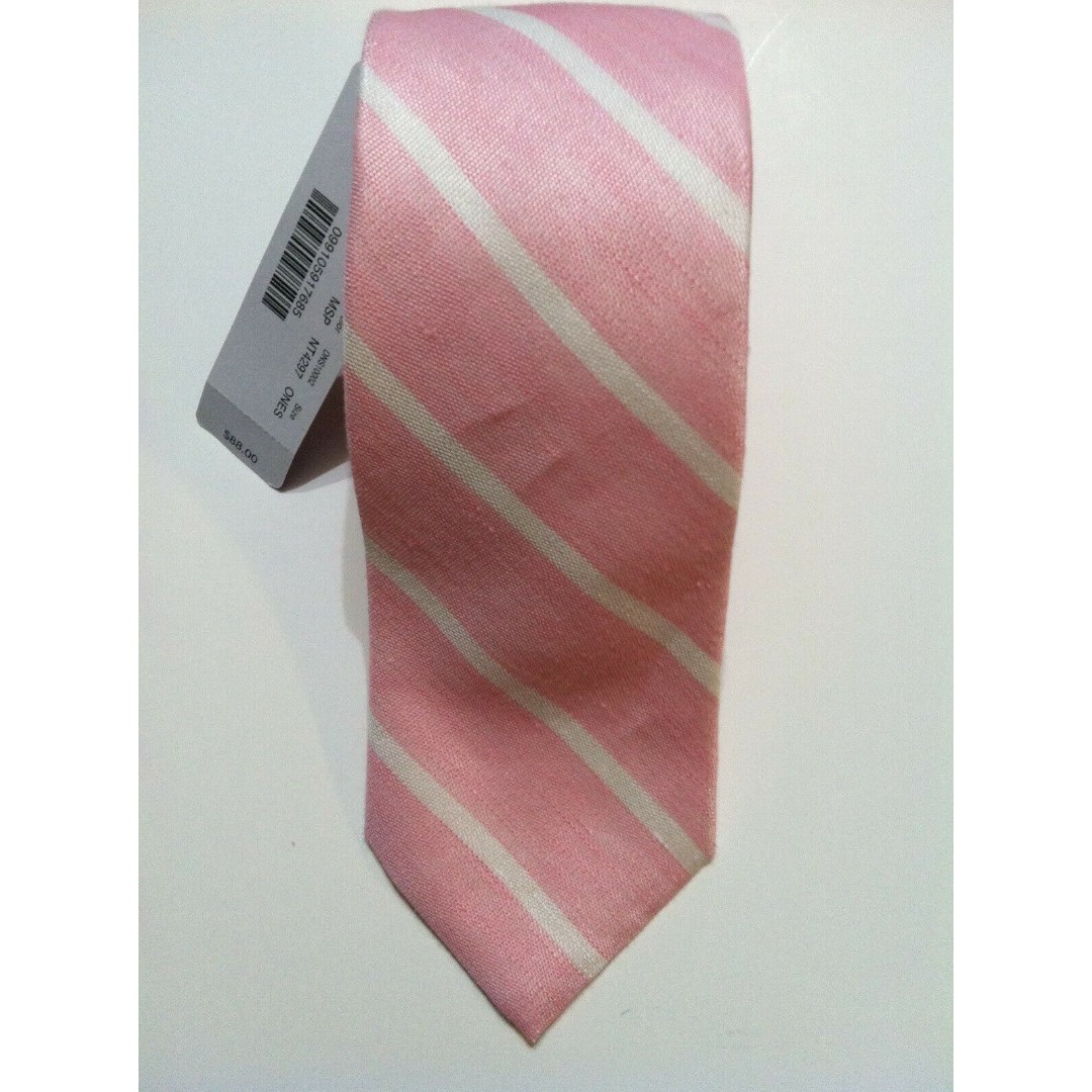 NWT 88 J.CREW MENS NEW PINK STRIPED 71%LINEN 29%SILK  NECK TIE WIDTH:3