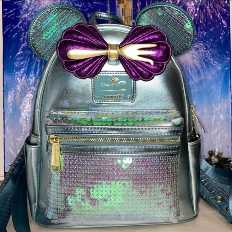 Disney parks cruise line dcl Ariel little mermaid Dinglehopper sequin Loungefly
