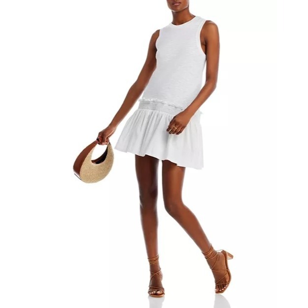 NEW Cinq à Sept WHITE JERSEY Cotton Betsie Mini Dress SIZE M