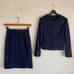 Green Label No-Collar Skirt Suit 36 W64 Dark Navy Stretch DMW