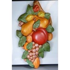 Vintage Vegetable Fruit Ceramic Pottery Wall Hanging Plaque Mid Century Pears