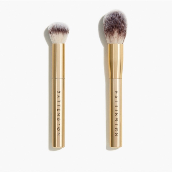 Battington Beauty BNIB Gold High Performance Vegan Powder and Contour Brush Set