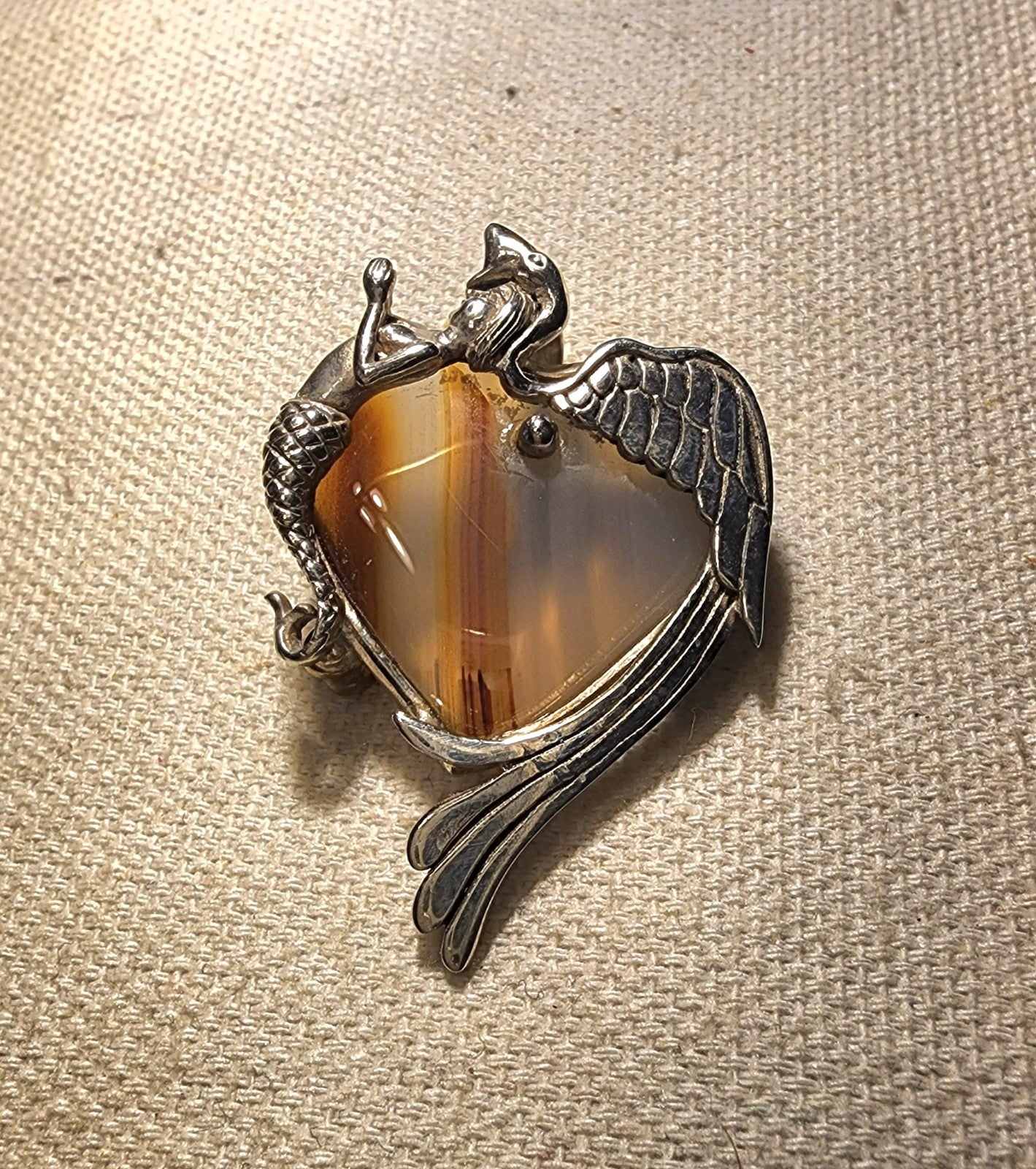 Mermaid Fairy Fluorite Sterling silver pin / pendent