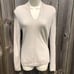 Kinross Cashmere Medium Sweater Cream Top V Neck Pullover Tan Ribbed Long Sleeve