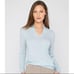 Kinross Cashmere Medium Sweater Cream Top V Neck Pullover Tan Ribbed Long Sleeve