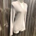Kinross Cashmere Medium Sweater Cream Top V Neck Pullover Tan Ribbed Long Sleeve