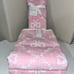 4-PIECE NWT LAURA ASHLEY PINK AND WHITE COQUETTE BOW DESIGN TOWEL SET