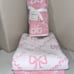 4-PIECE NWT LAURA ASHLEY PINK AND WHITE COQUETTE BOW DESIGN TOWEL SET