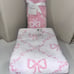 4-PIECE NWT LAURA ASHLEY PINK AND WHITE COQUETTE BOW DESIGN TOWEL SET