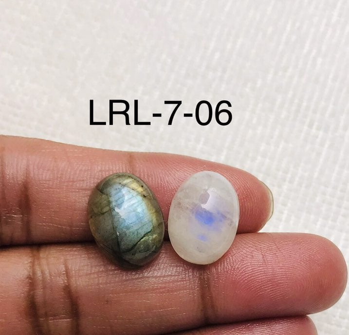 Labradorite & Rainbow Oval Shape Cabochon-2Pc-Lot-LRL-07-6